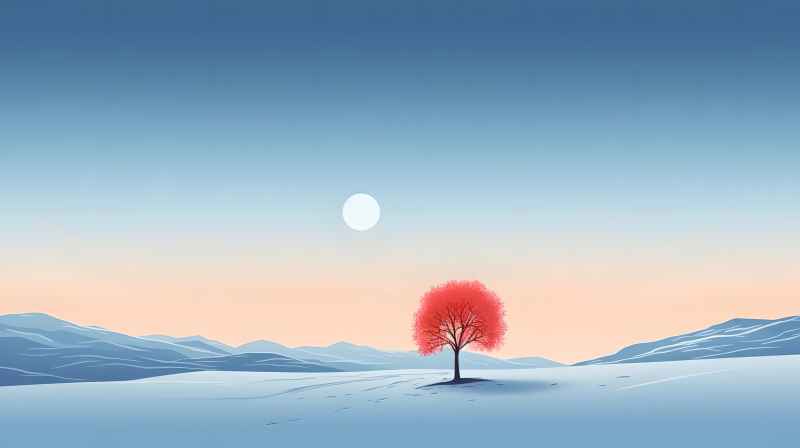 冬季唯美雪景创业插画 91