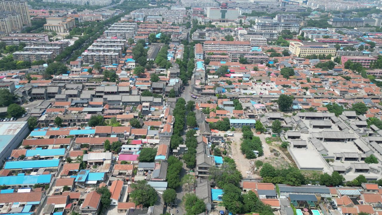 航拍山东潍坊青州城市风光