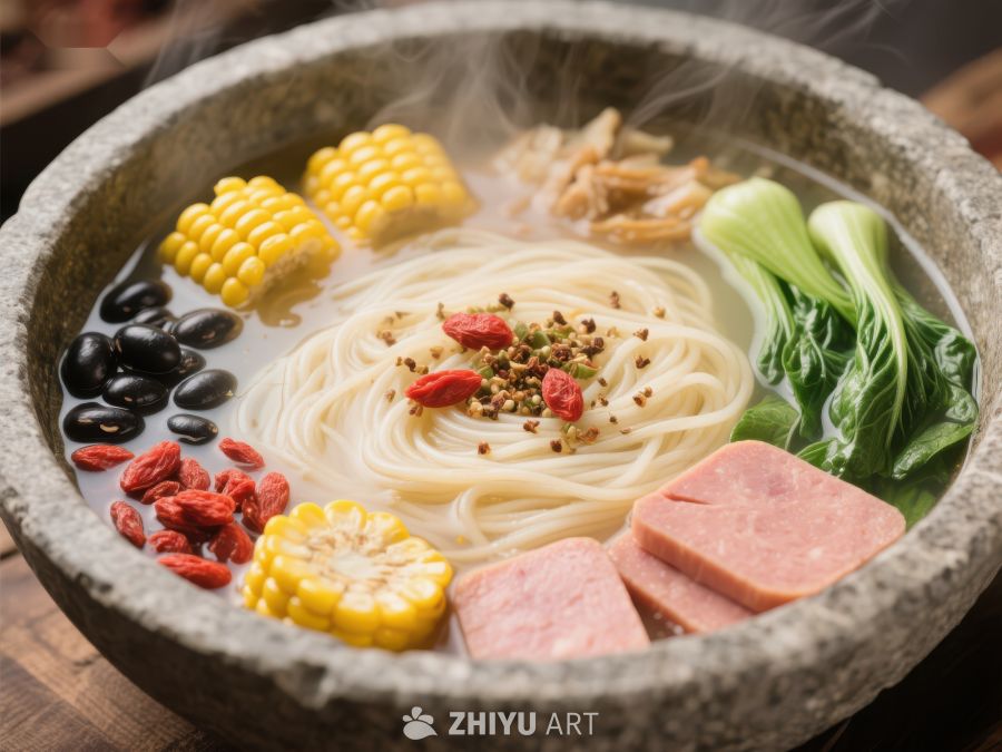 热气腾腾的石锅面条 922