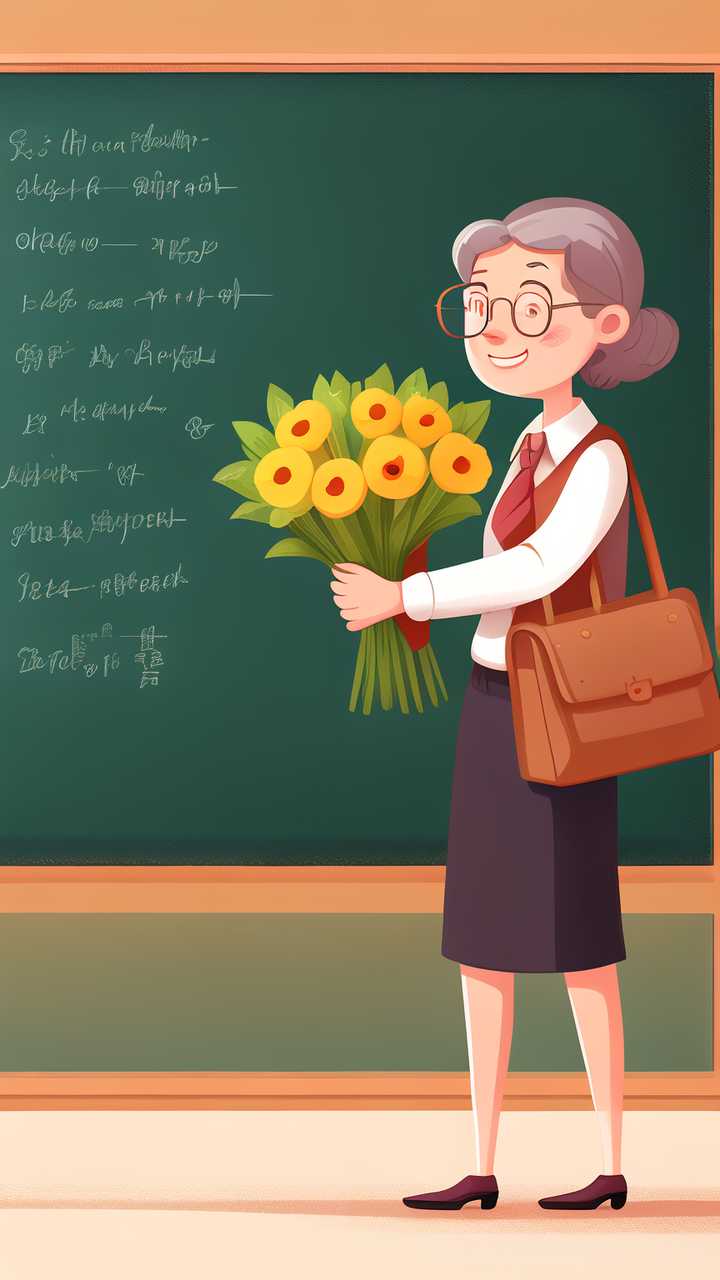教师节快乐送花花插画