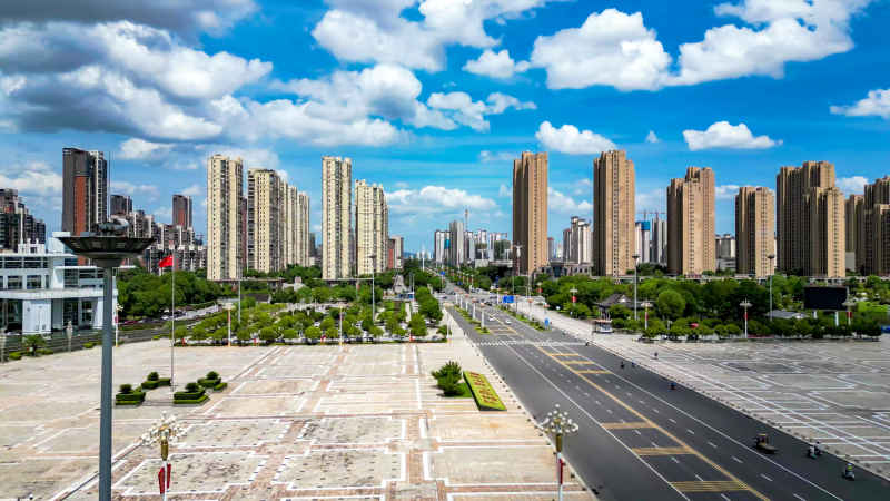 江西抚州城市风光航拍图 
