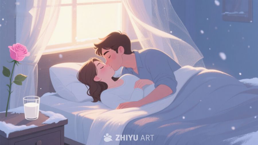 温馨床畔，情侣共度甜蜜时光 408
