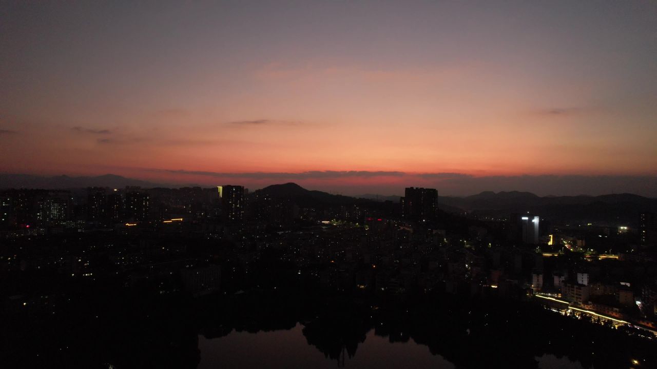 湖南郴州日出日落晚霞航拍