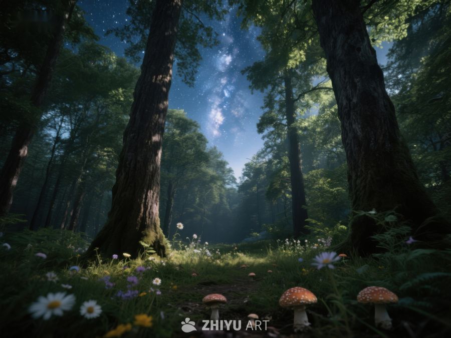 森林中的蘑菇与野花 62