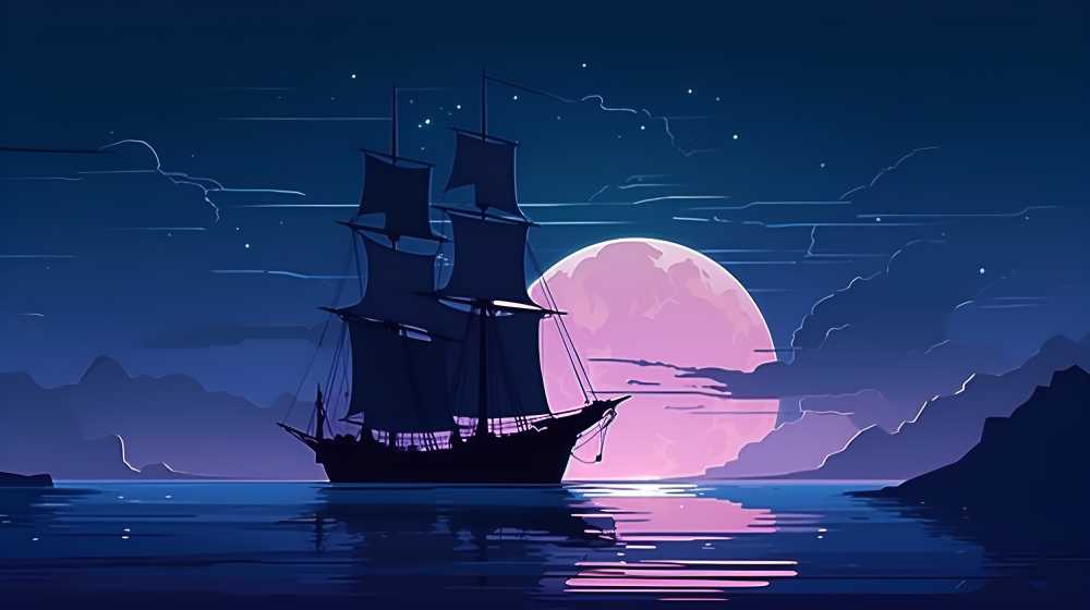 紫色夜景唯美月亮
