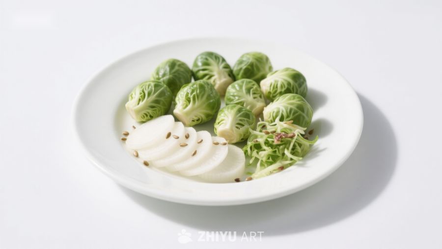 盘中西兰花与萝卜片
