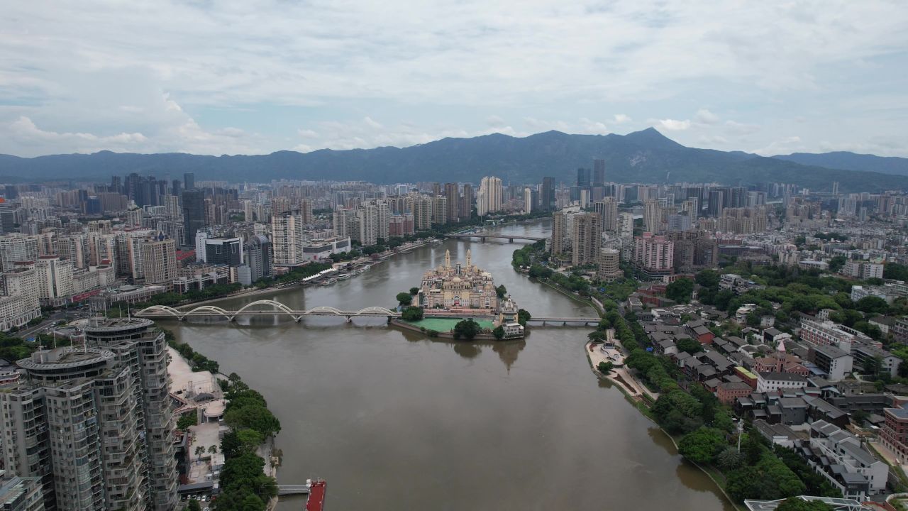 福建福州解放大桥中洲岛航拍