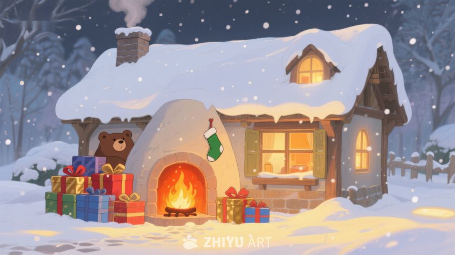 雪夜温馨小屋与节日礼物 422