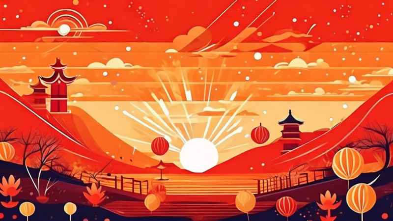 春节爆竹简约插画 16