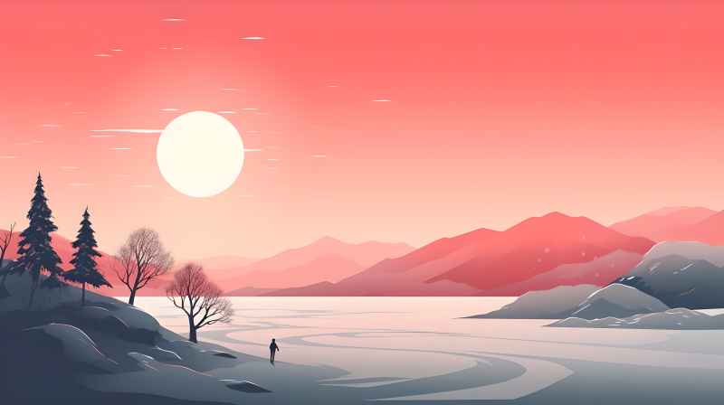 冬季唯美雪景创业插画 33