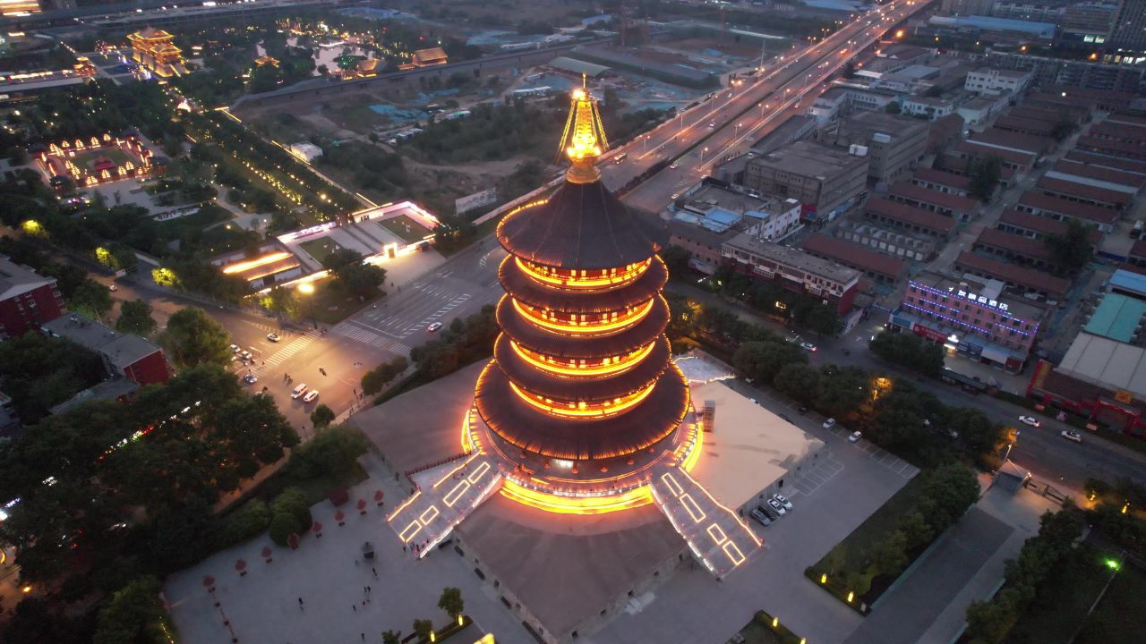 河南洛阳城市风光旅游景区航拍 