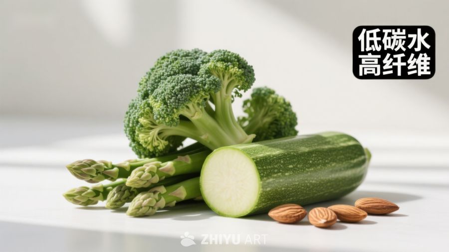 低碳水高纤维蔬菜坚果组合