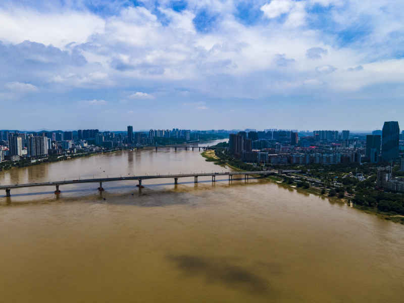 湖南株洲城市风光航拍摄影图
