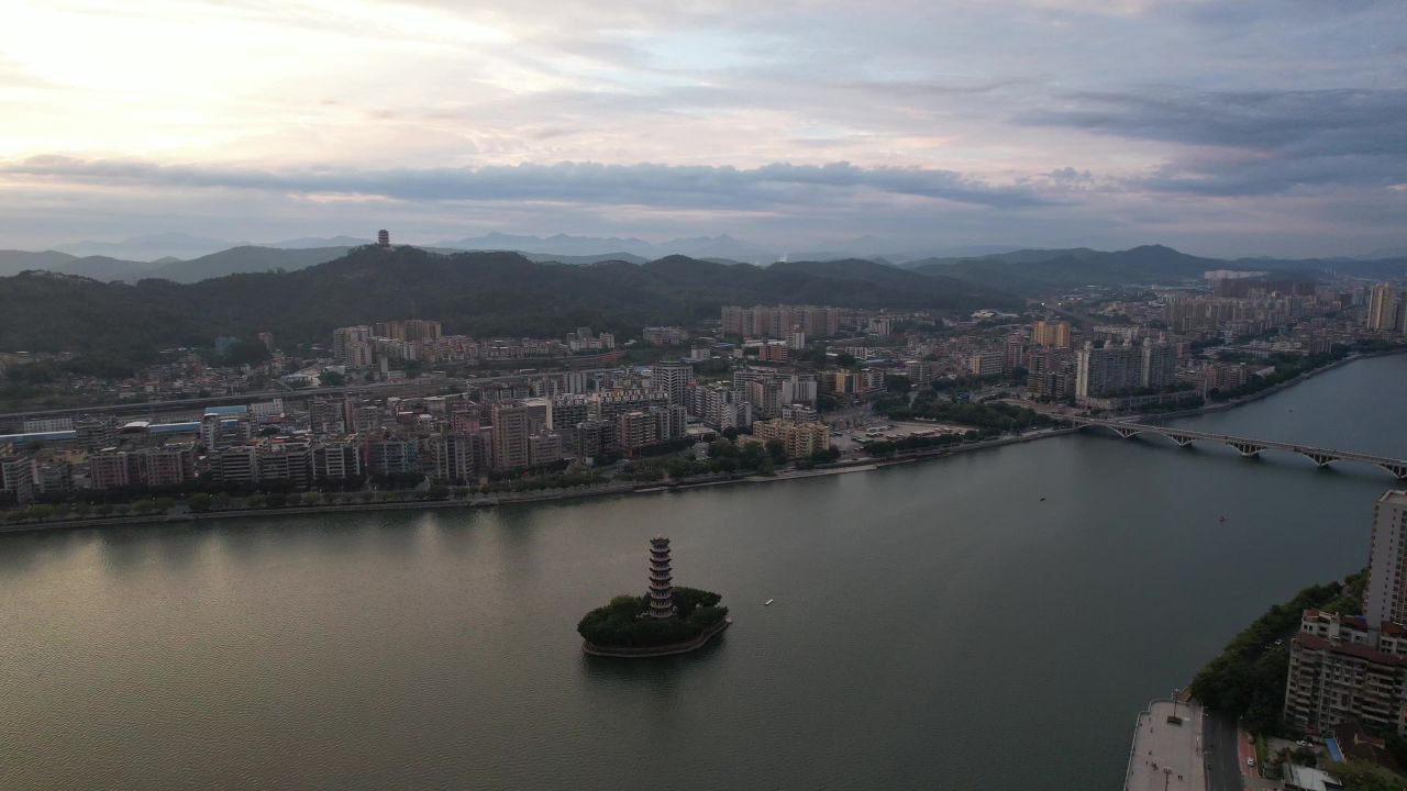 广东韶关城市风光航拍 