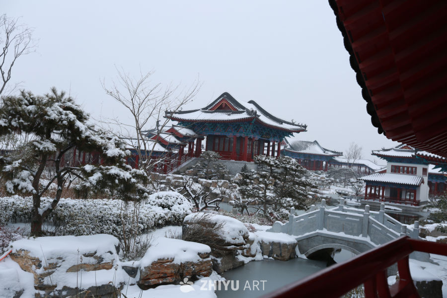 雪中古园