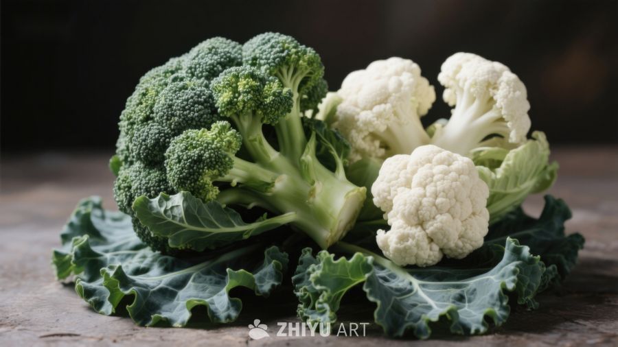西兰花与花椰菜静物