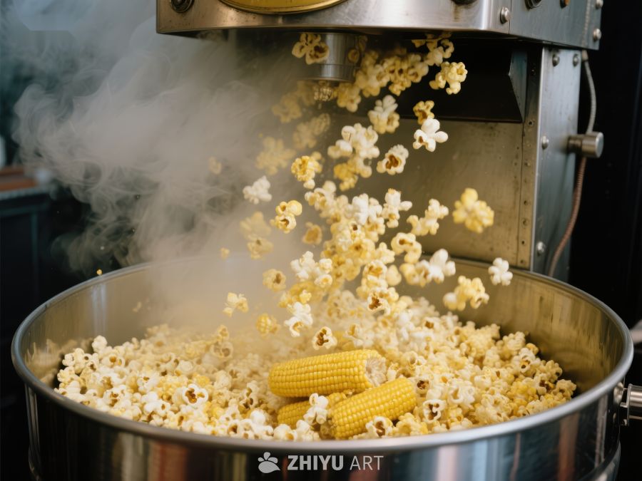 爆米花机中新鲜出炉的爆米花 6