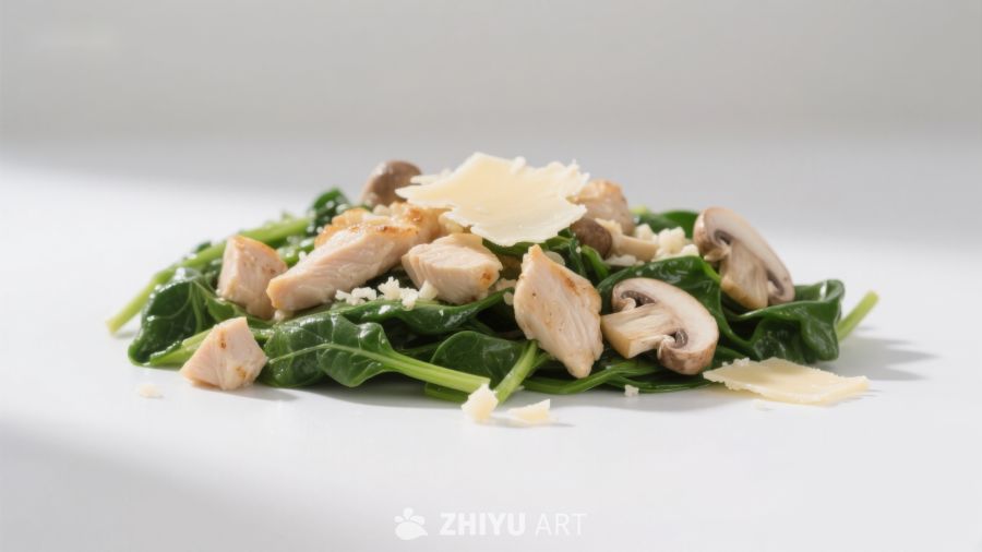 鸡肉菠菜沙拉配帕玛森