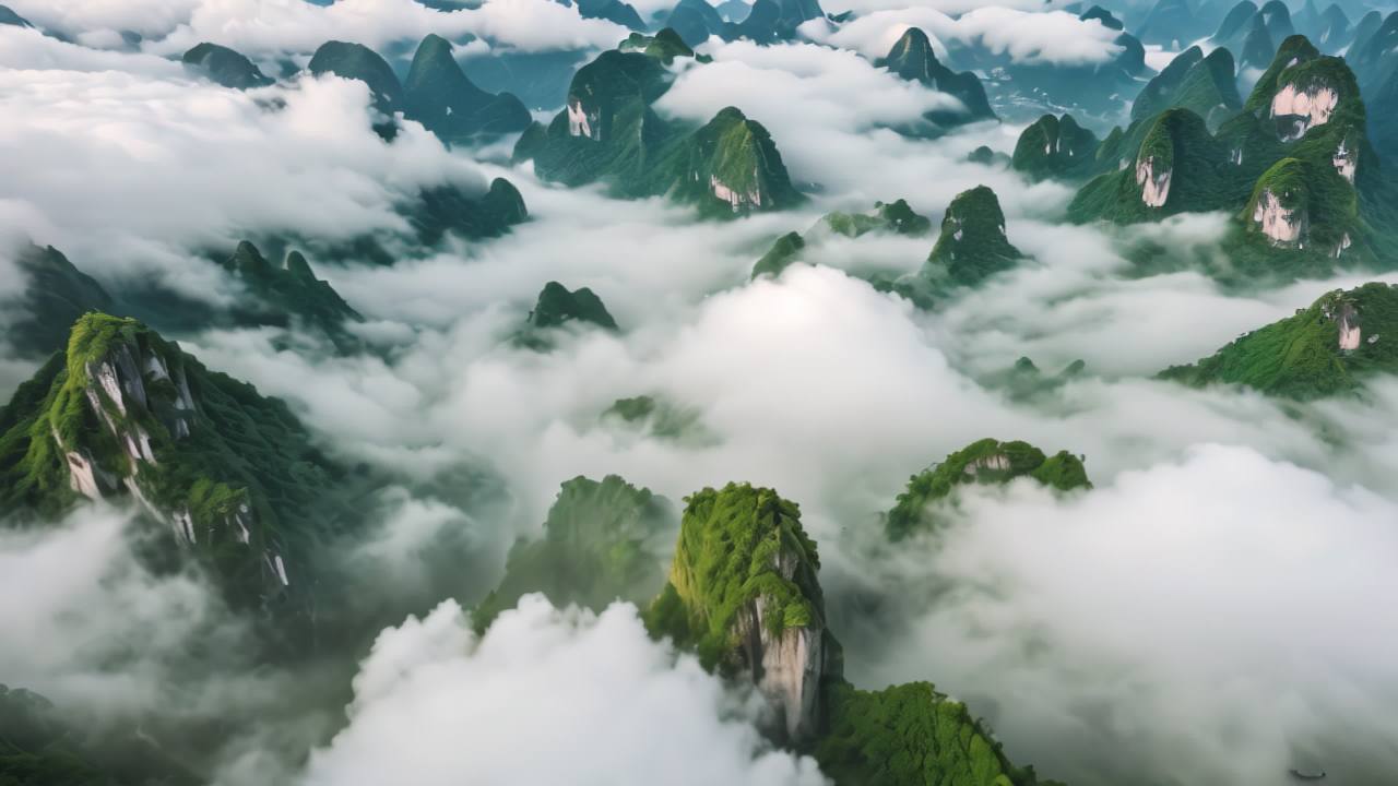 桂林山水甲天下喀斯特地貌日出日落云海延时 45