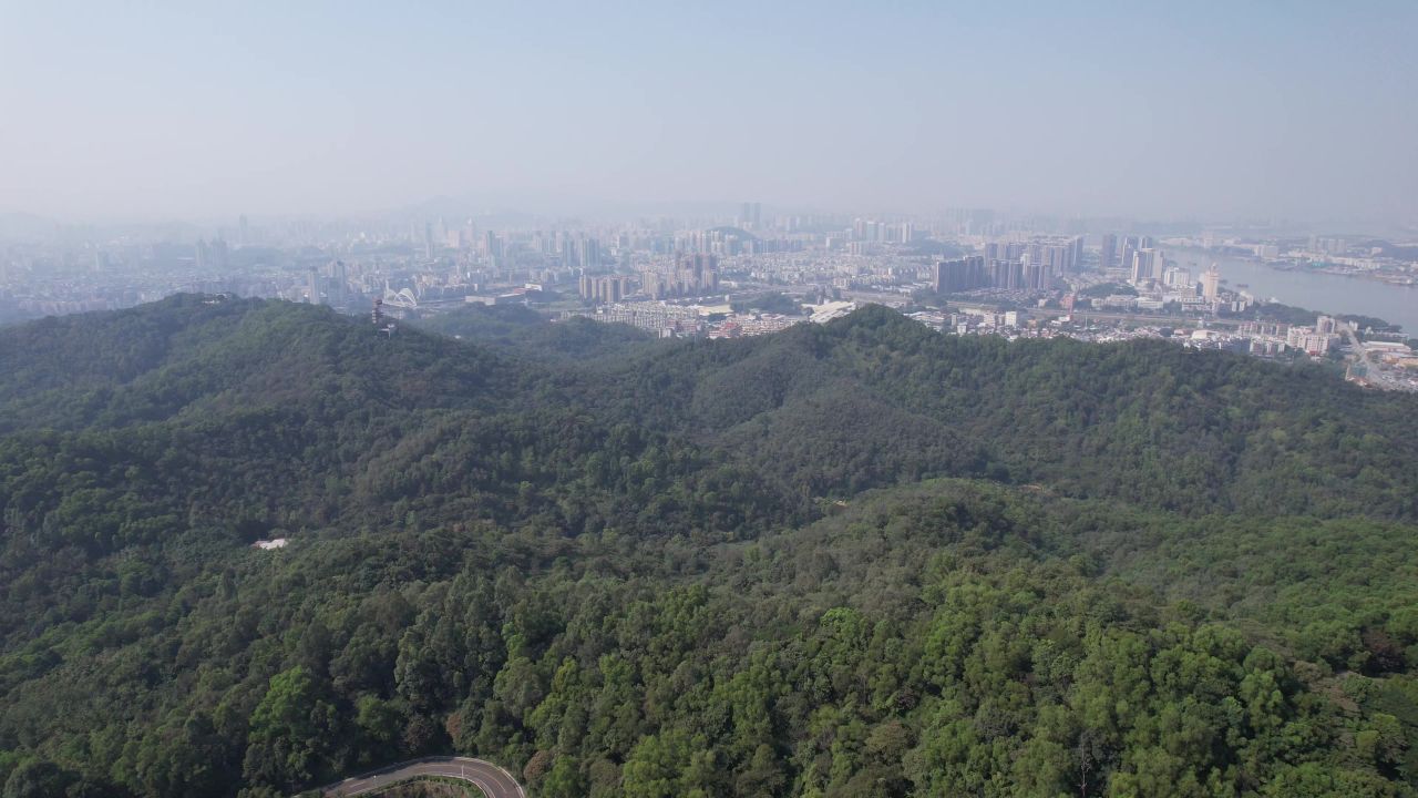 广东江门白水带公园白光塔航拍