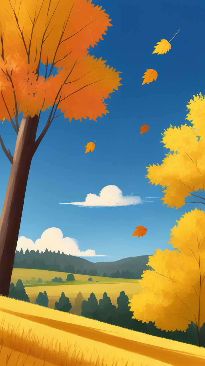 秋天插画叶子黄了