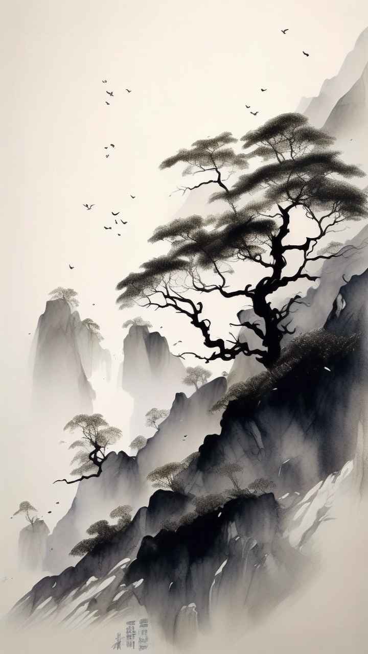 古风山水画唯美背景图 5