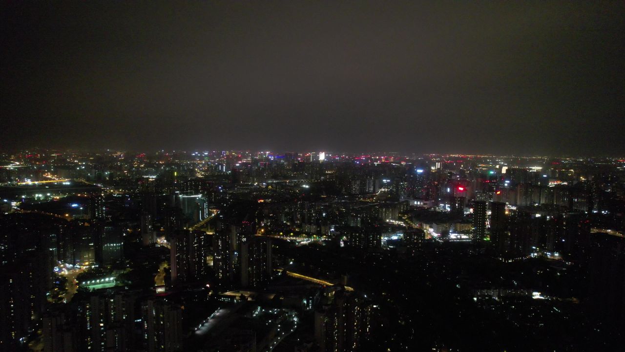 四川成都夜景大景航拍