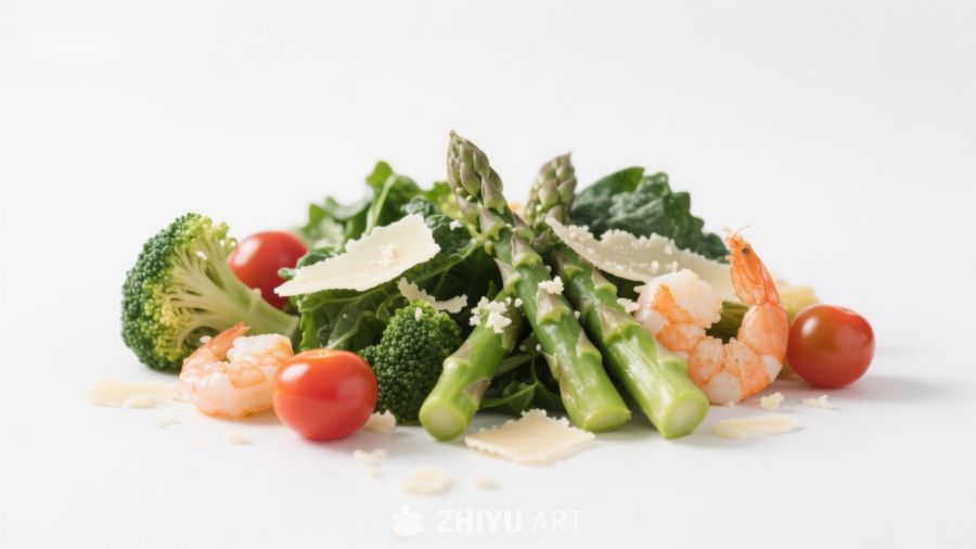 蔬菜虾仁沙拉拼盘