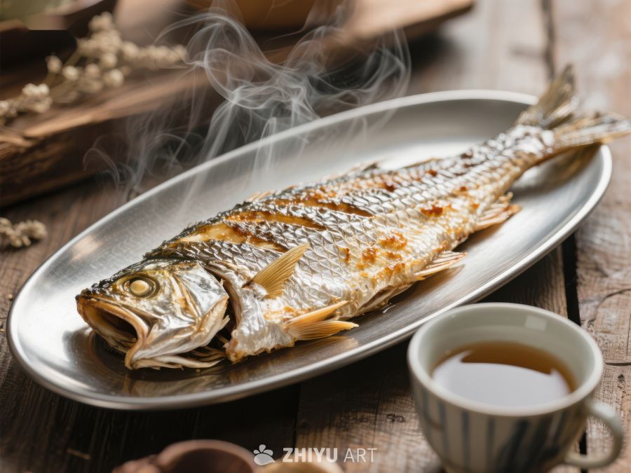 香煎全鱼配热茶 1019