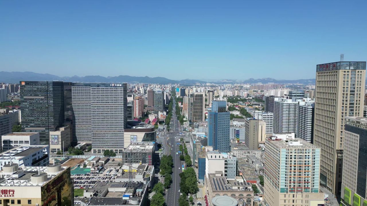 航拍河北石家庄城市建设