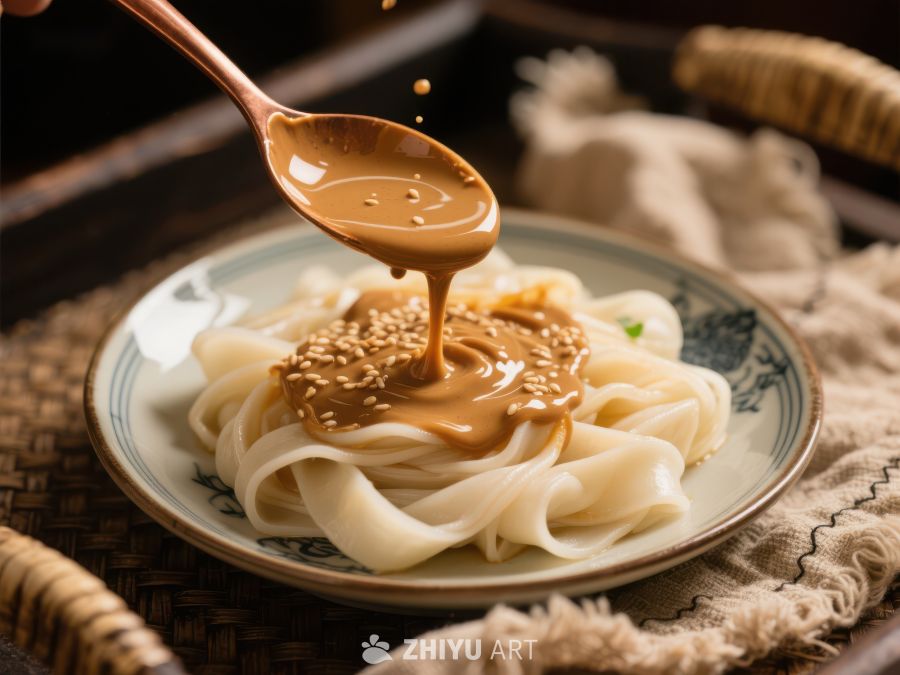 芝麻酱浇面，传统美食的美味瞬间 1801