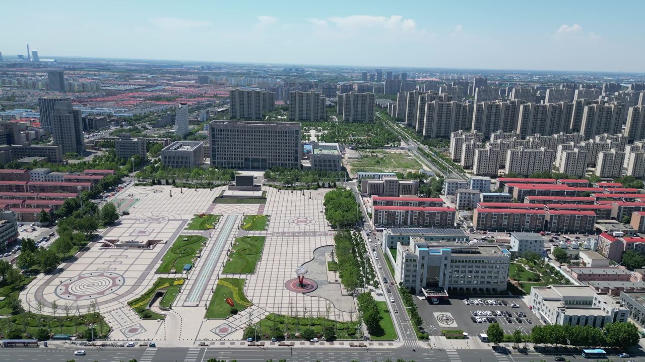  航拍山东东营胜利广场