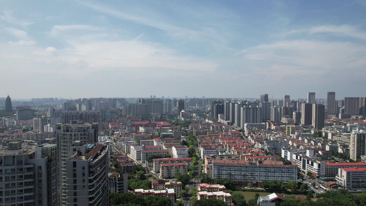 江苏常州城市风光航拍 