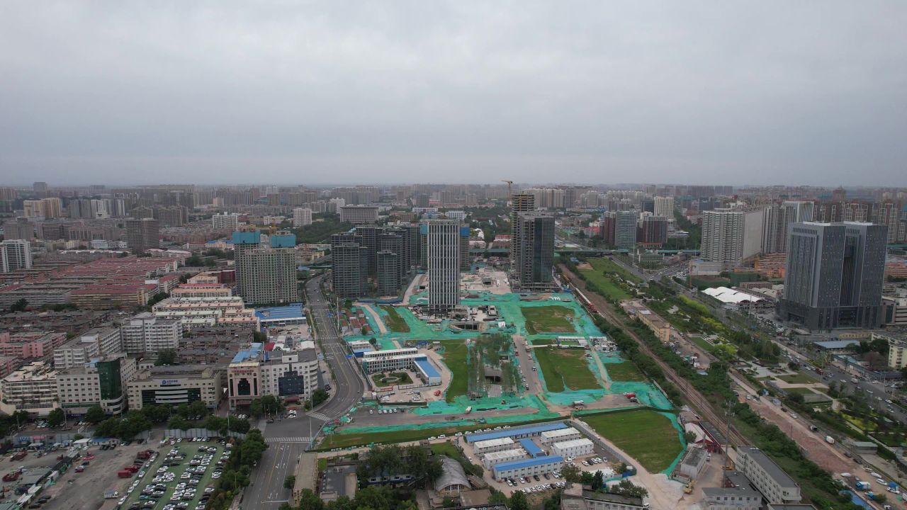 河北石家庄城市风光航拍 