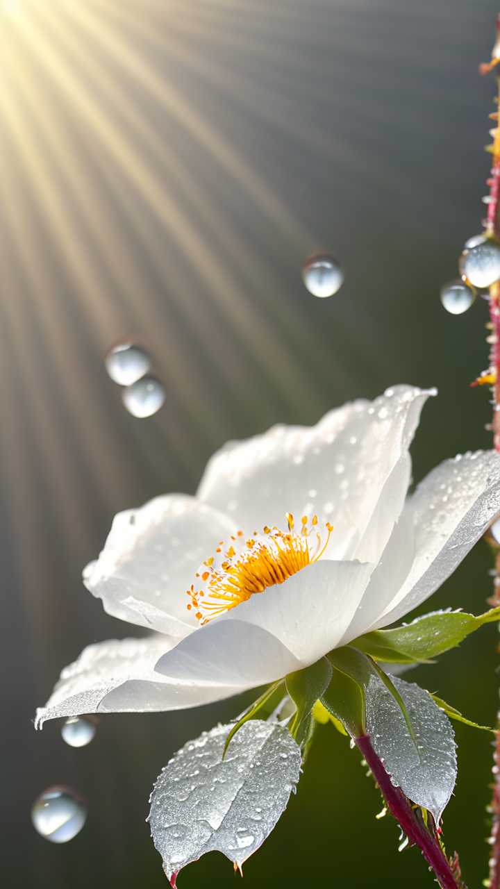 雨后的蔷薇花近景晶莹剔透
