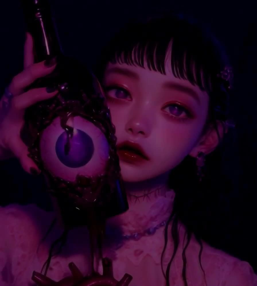 持瓶少女：紫眼瓶中眼，熔蜡滴落心