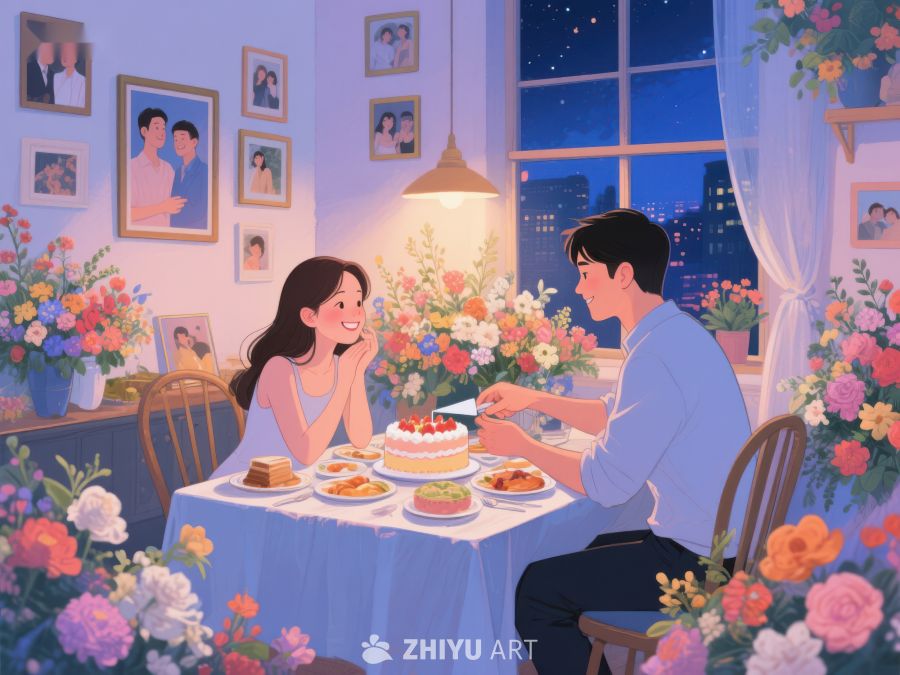 温馨晚餐，花香满屋 769