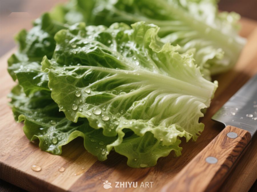 新鲜生菜特写，砧板上的绿色美味 516