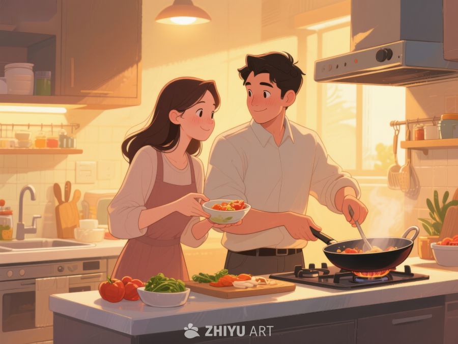 温馨厨房里的烹饪时光 717