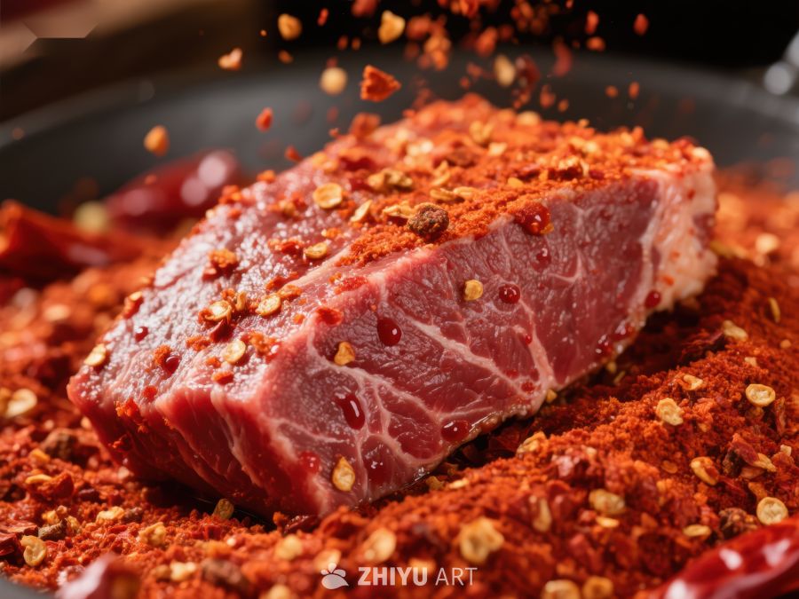 辣椒粉腌制的牛肉块 343