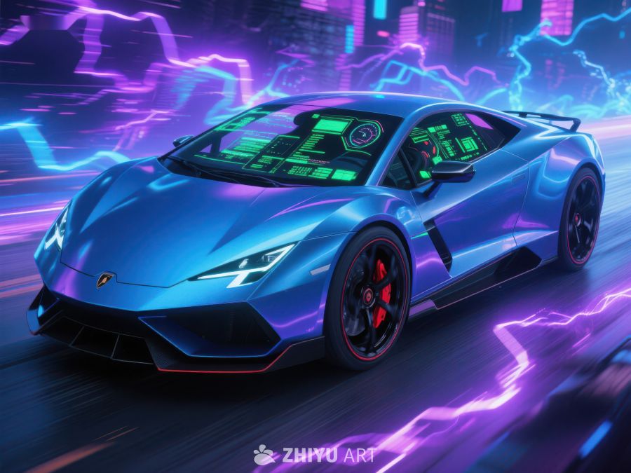 未来感跑车疾驰霓虹都市 313