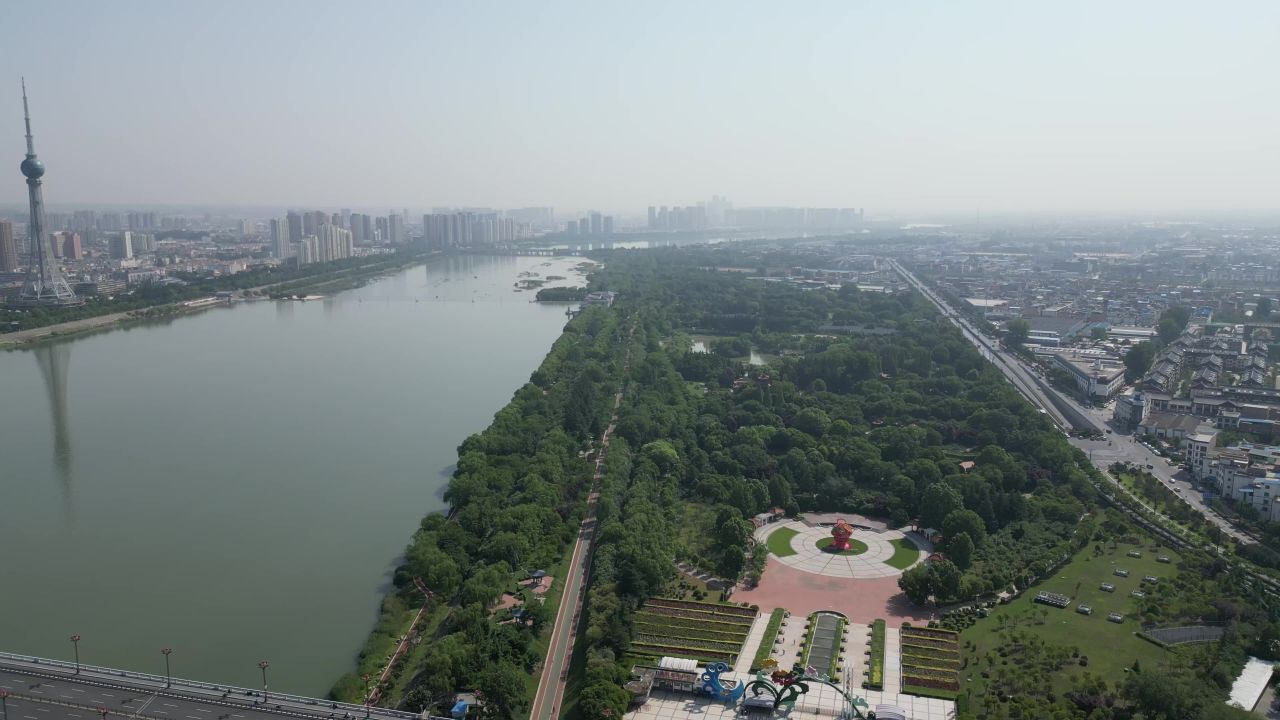 河南洛阳城市风光航拍 