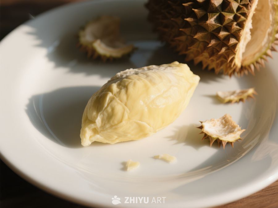 新鲜榴莲果肉与外壳特写 622