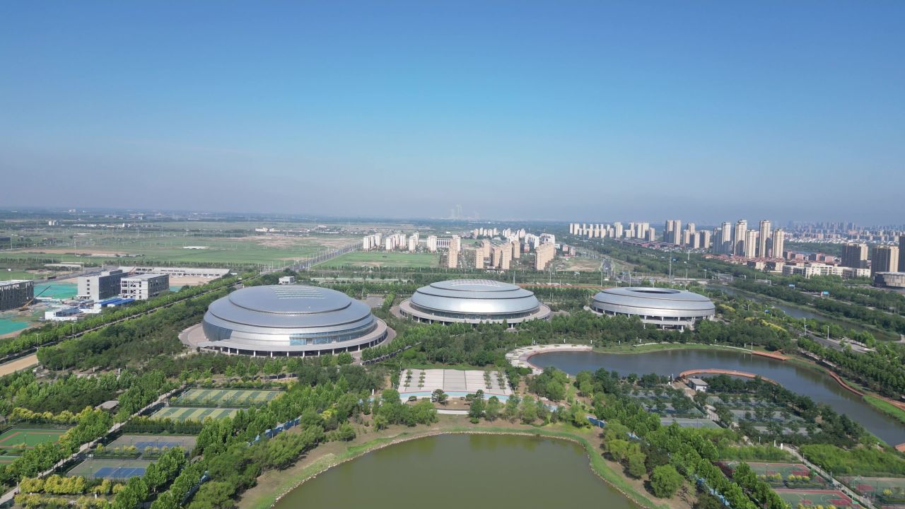 航拍山东东营全民健身公园