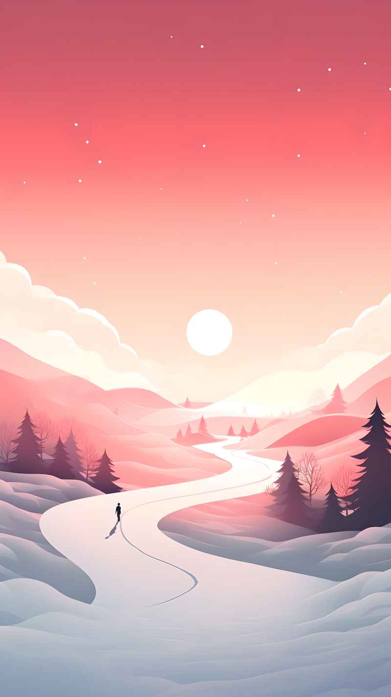 冬季唯美雪景创业插画 70
