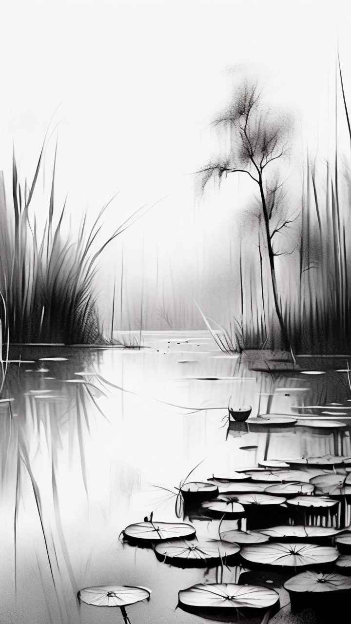 国风水墨山水画简约风格插画 80