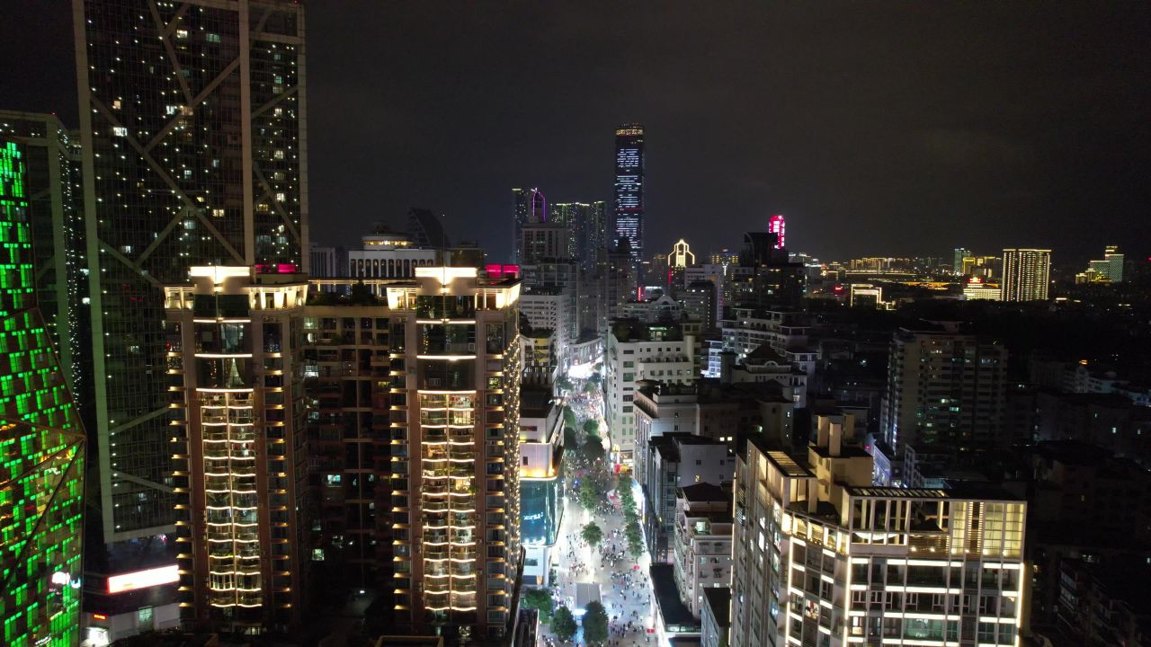 广西柳州五星商业步行街夜景灯光