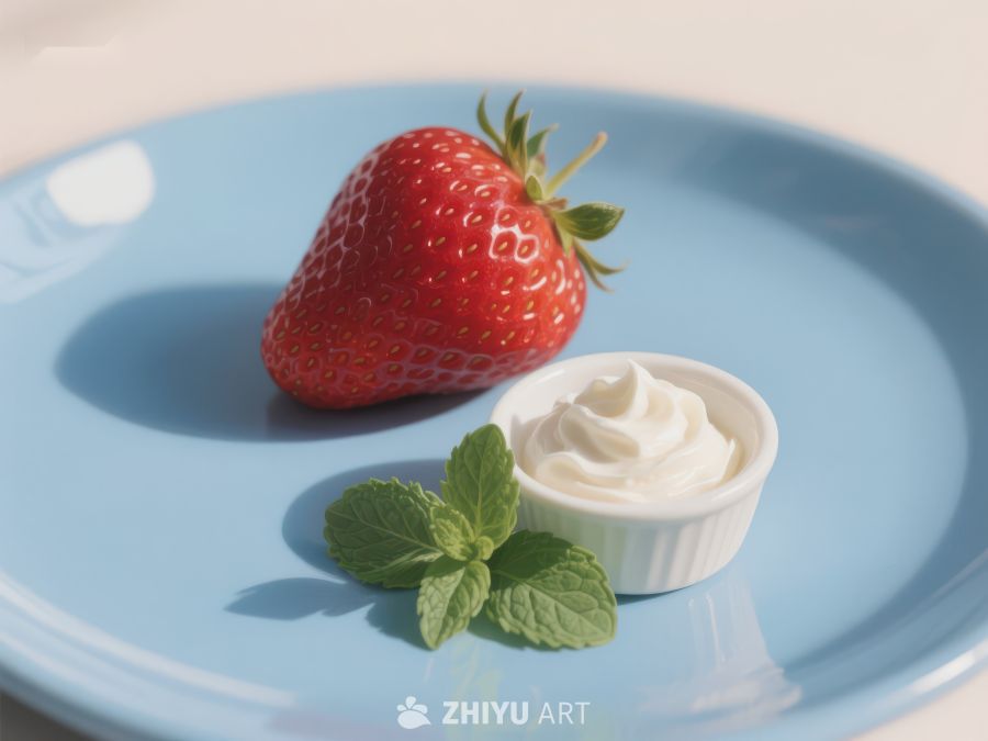 草莓配奶油，清新蓝盘呈现 28