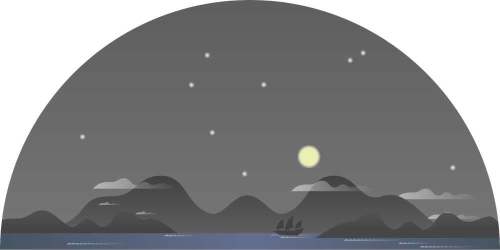 山夜景观船舶自然星星月亮灰质灰色的景观灰色的月亮灰色的山脉