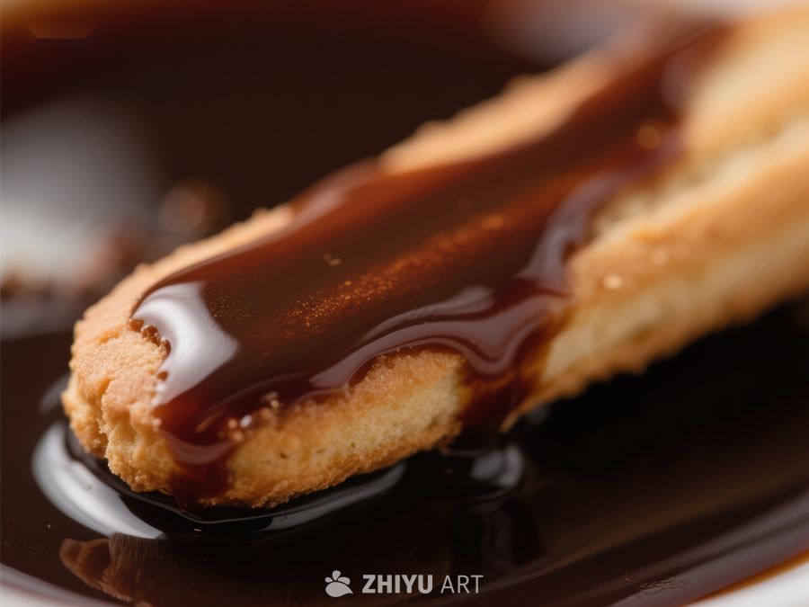 巧克力酱淋在饼干上的特写 802